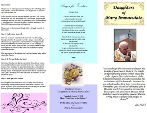 Daughters of Immaculate Mary - Brochure PDF. Opens In A New Window